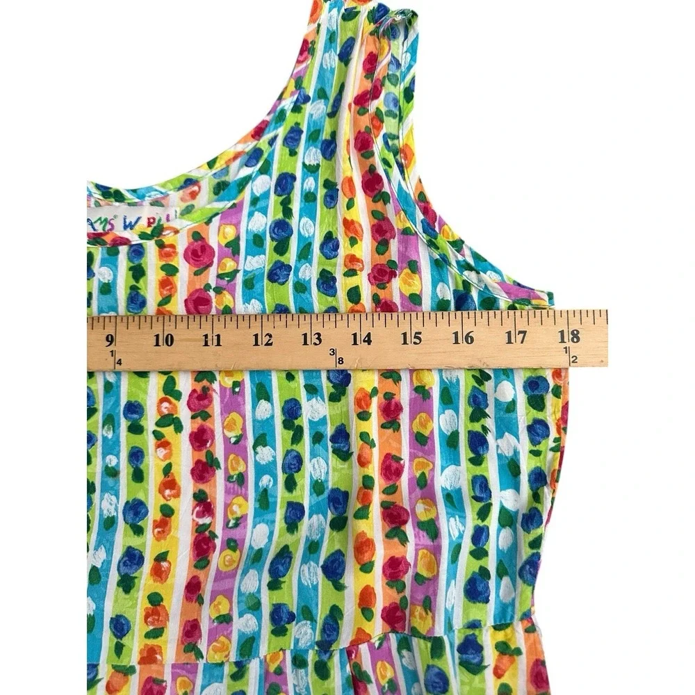 Jams World Dress Womens Small Floral Maxi Pockets Colorful Rainbow 90s #Z6-8 - Picture 4 of 7